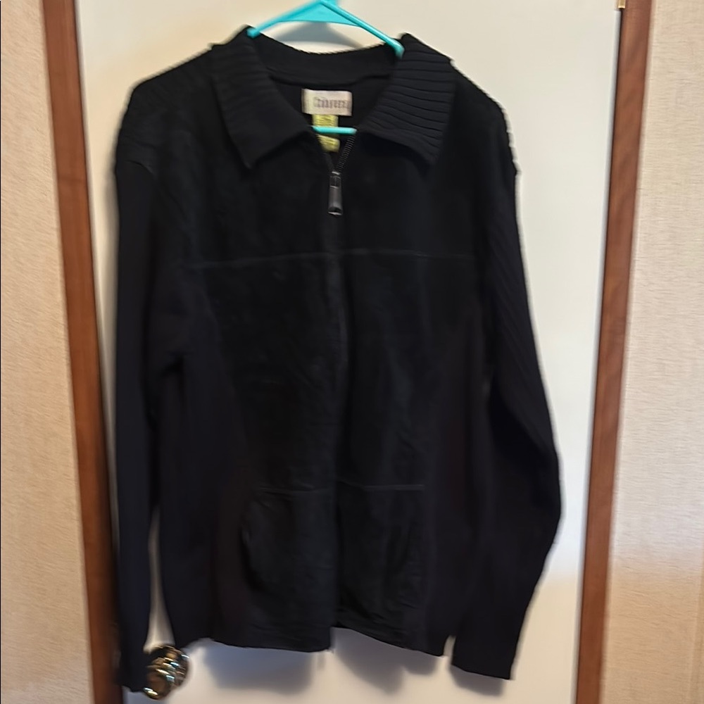 Cubavera Black Ribbed Collar Jacket